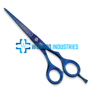 Blue hairdressing scissors