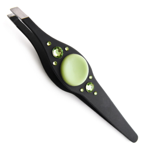 Green Gemstone Accented Eyebrow Tweezers