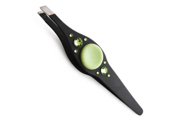 Green Gemstone Accented Eyebrow Tweezers