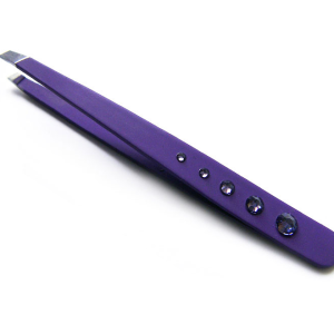 Purple jeweled eyebrow tweezers